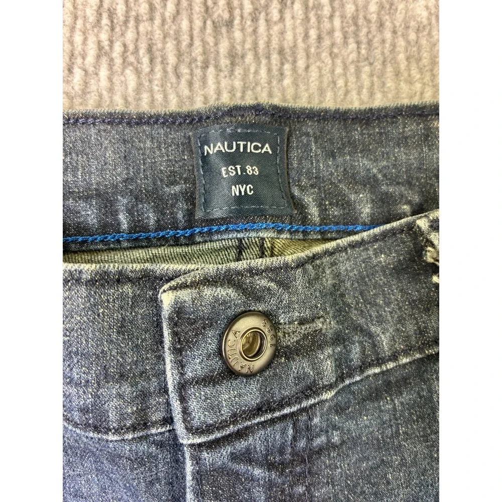 Nautica Mens Jeans 36x30 Straight Fit Stretch Dark Wash Blue Denim